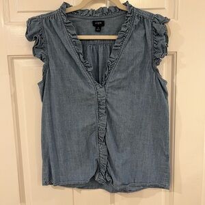 JCREW denim ruffle tank